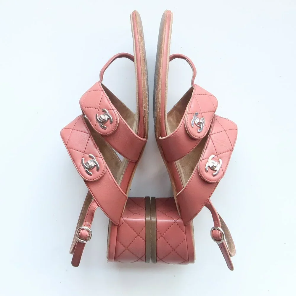 Chanel Quilted Leather Logo Sandals – Designer Summer Slides in Coral Pink